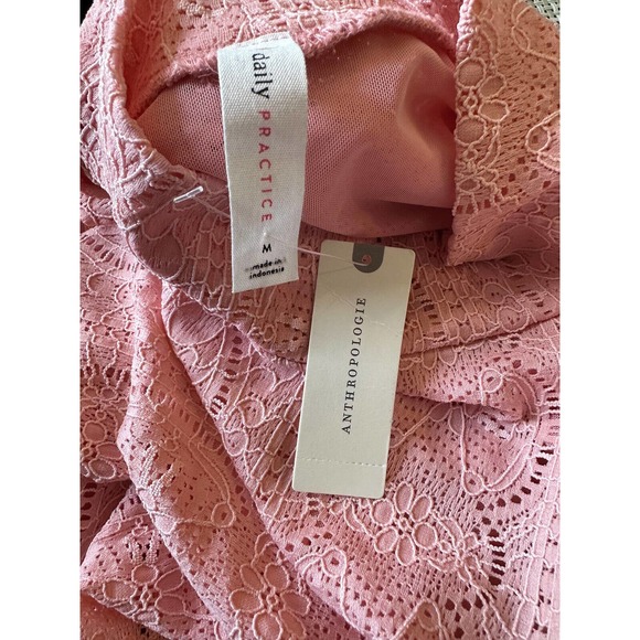 Anthropologie Daily Practice Linden Lace Mock Neck Top Pink Women's Size Medium - Picture 5 of 10